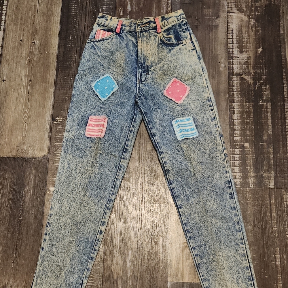 Vtg NOS 80s Southern Bluegrass Acid Wash Tapered Mom Jeans  Cargo Size 9 Pants
